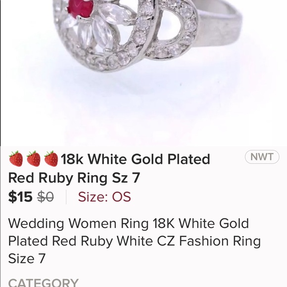 Silver Plated Red Ruby Fashion Ring - Picture 6 of 6